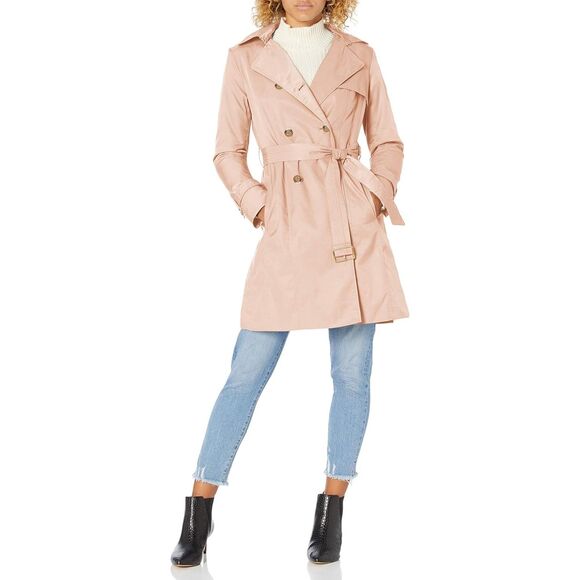 NWT Cole Haan Signature Women's Hooded Double Breasted Trench Coat in Petal M - Picture 2 of 15